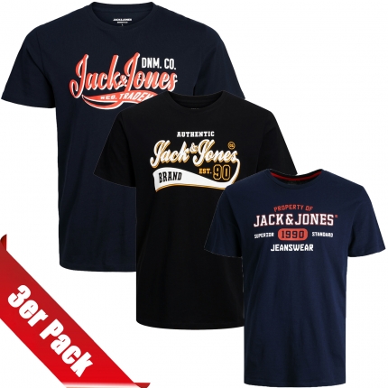 Jack & Jones Herren T-Shirt Rundhals 3er Paket #01