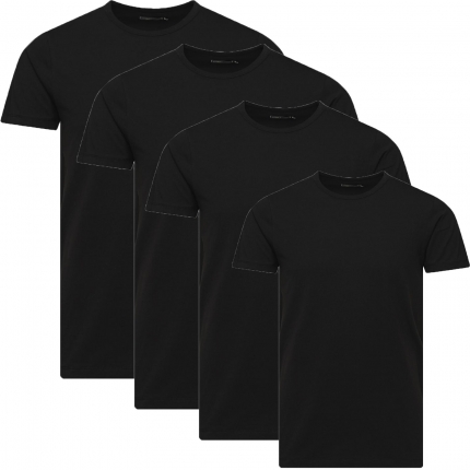 Jack & Jones Herren Basic T-Shirt O-Neck 4er Pack Schwarz