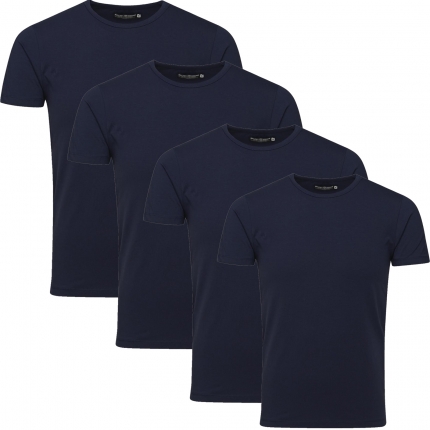 Jack & Jones Herren Basic T-Shirt O-Neck 4er Pack blau Rundhals
