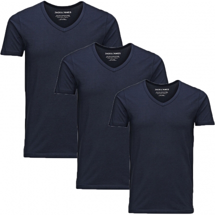 Jack & Jones 3er Pack BASIC V-NECK T-Shirt s Blau