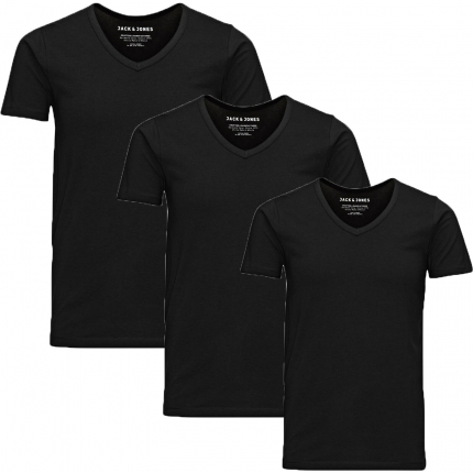 Jack & Jones 3er Pack BASIC V-NECK T-Shirt s Schwarz