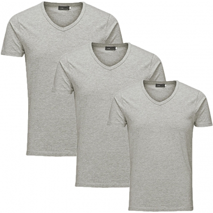 Jack & Jones 3er Pack BASIC V-NECK T-Shirt s Grau