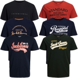 Jack & Jones Big Plus Size Herren T-Shirt Rundhals 6er Paket #06